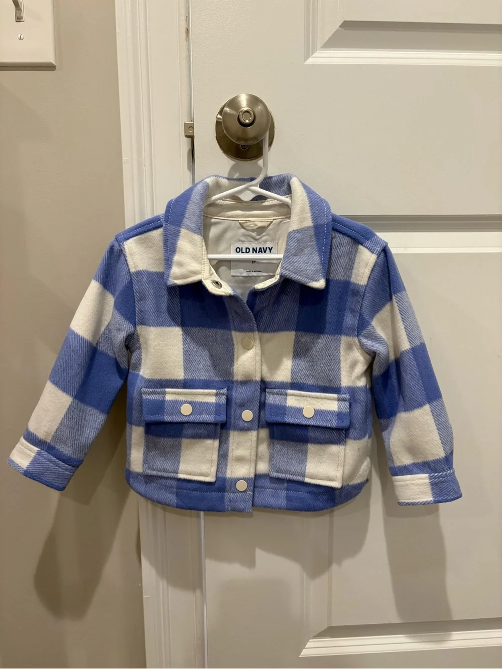 Old Navy Toddler Girl Shacket- Blue And White Checkered